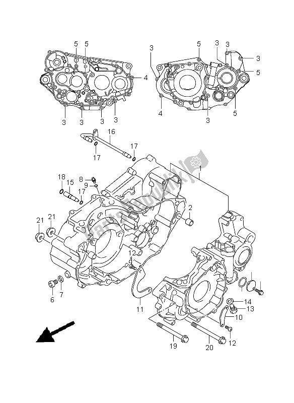 All parts for the Crankcase of the Suzuki DR Z 400E 2009