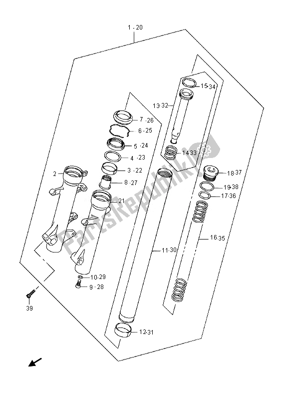 Tutte le parti per il Ammortizzatore Forcella Anteriore (an400a E02) del Suzuki Burgman AN 400 AZA 2014