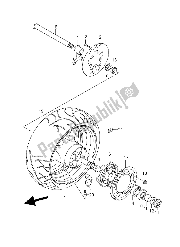 Tutte le parti per il Ruota Posteriore del Suzuki GSX 1400 2006