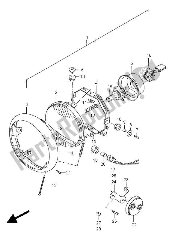 Alle onderdelen voor de Koplamp van de Suzuki LS 650 Savage 2003