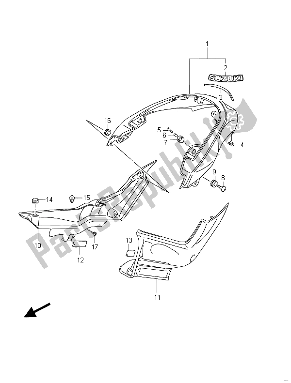 All parts for the Rear Fender (vzr1800uf E19) of the Suzuki VZR 1800 NZR M Intruder 2011