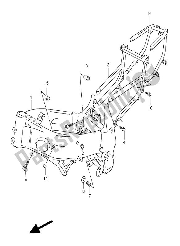 All parts for the Frame of the Suzuki GSX R 600 2000