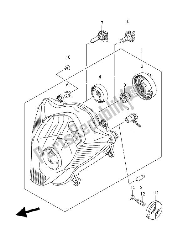 Alle onderdelen voor de Koplamp van de Suzuki GSX R 750 2007