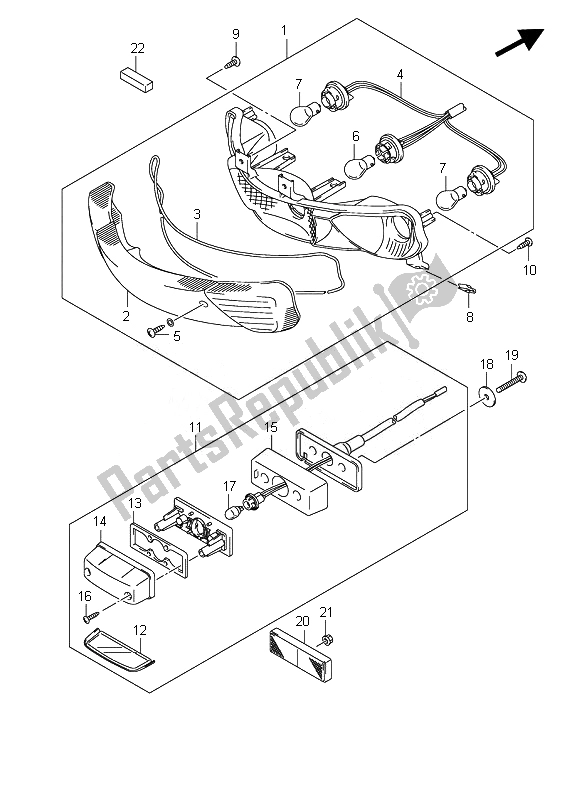 All parts for the Rear Combination Lamp of the Suzuki UX 150 Sixteen 2010