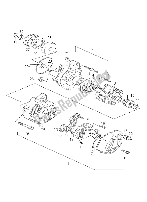 Tutte le parti per il Alternatore del Suzuki GSX 750 1998