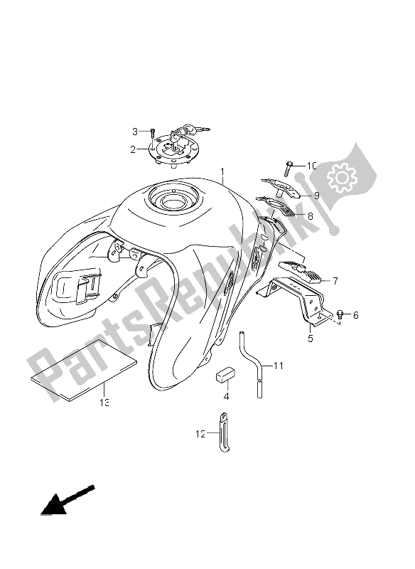 All parts for the Fuel Tank (dl650aue E19) of the Suzuki DL 650A V Strom 2011