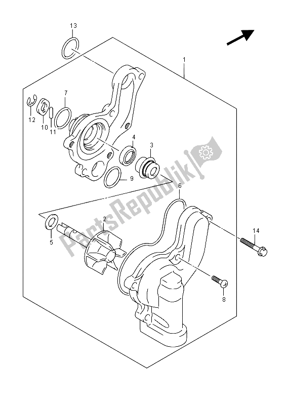 All parts for the Water Pump of the Suzuki Burgman AN 400 AZA 2015