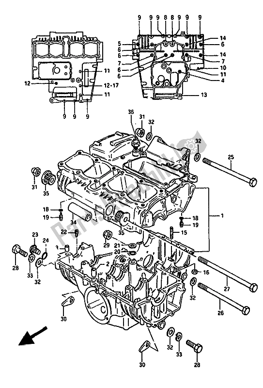 Todas las partes para Caja Del Cigüeñal de Suzuki GSX 550 Esfu 1987