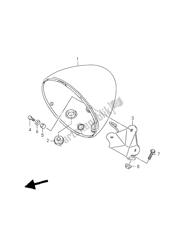 All parts for the Headlamp Housing of the Suzuki C 800 VL Intruder 2010