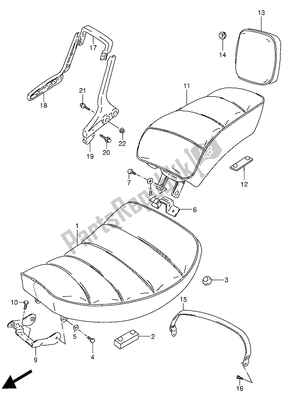 All parts for the Seat of the Suzuki VS 800 GL Intruder 1992