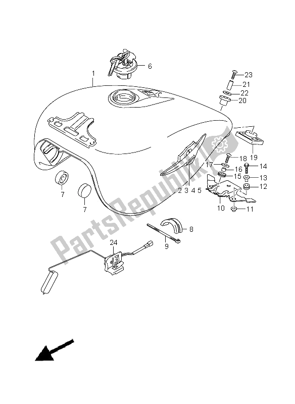 All parts for the Fuel Tank of the Suzuki VZ 800Z Intruder 2008