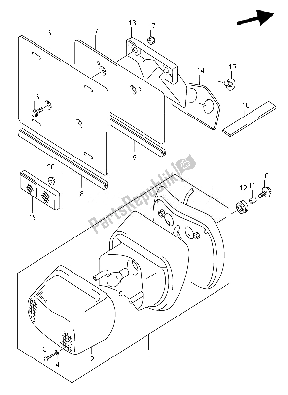 Toutes les pièces pour le Feu Arrière Combiné du Suzuki VL 1500 Intruder LC 2007