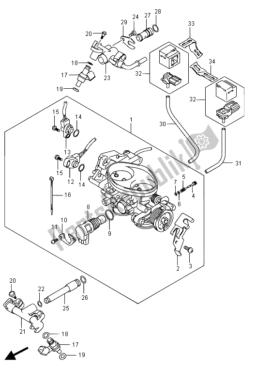 Alle onderdelen voor de Gasklephuis van de Suzuki VZ 800 Intruder 2015