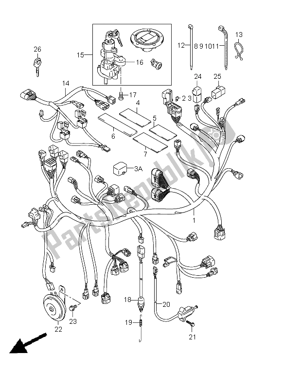 Tutte le parti per il Cablaggio Elettrico del Suzuki SFV 650A Gladius 2009