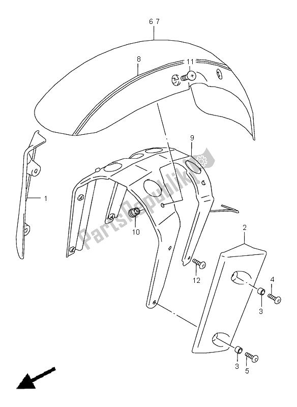 All parts for the Front Fender of the Suzuki VZ 800 Marauder 2000