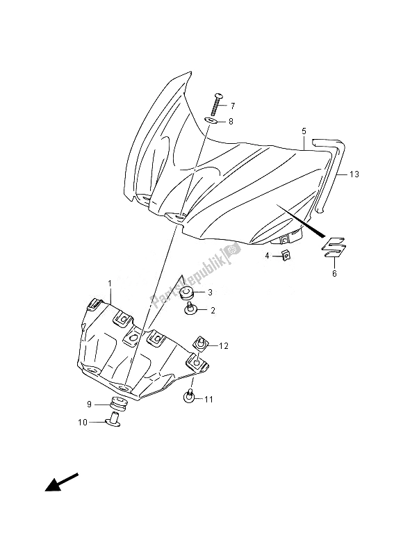 All parts for the Fuel Tank Front Cover of the Suzuki GSX R 1000 2014