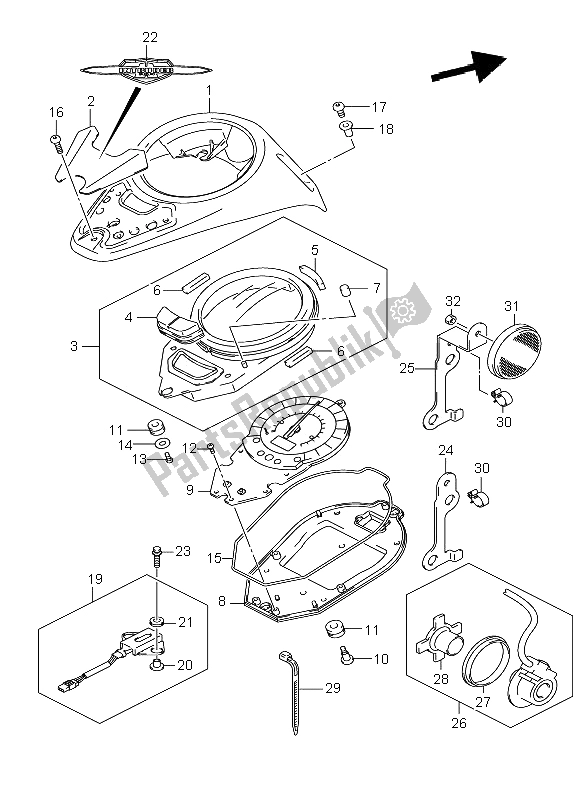 All parts for the Speedometer (vl800-ue) of the Suzuki VL 800C Volusia 2008