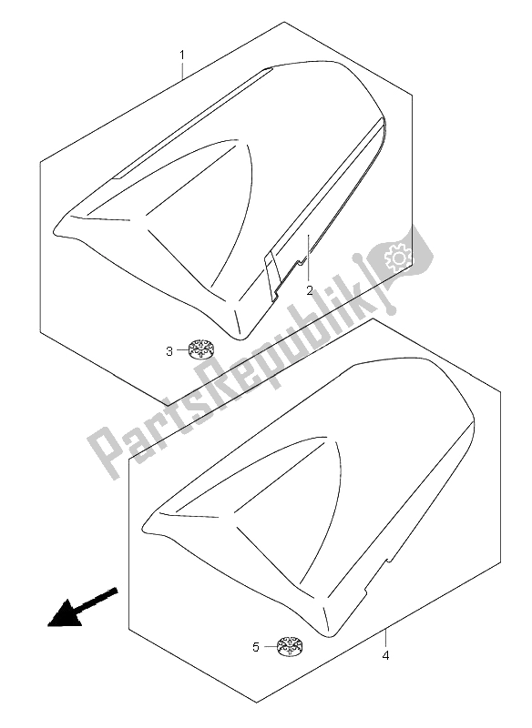 All parts for the Seat Tail Box of the Suzuki GSX R 1000 2004