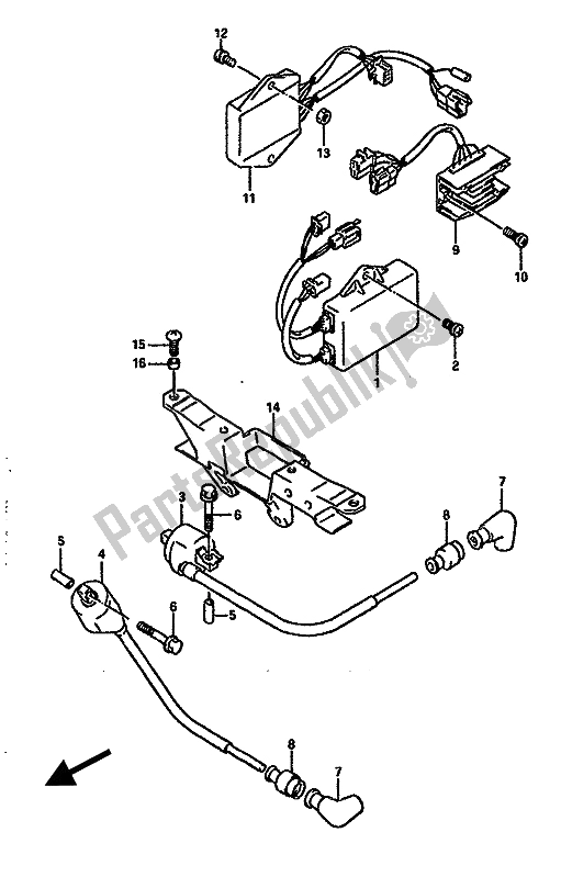 Alle onderdelen voor de Elektrisch van de Suzuki RGV 250 1989
