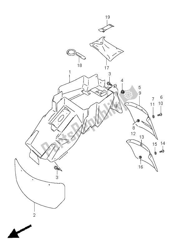 All parts for the Rear Fender of the Suzuki GSX R 600 1997