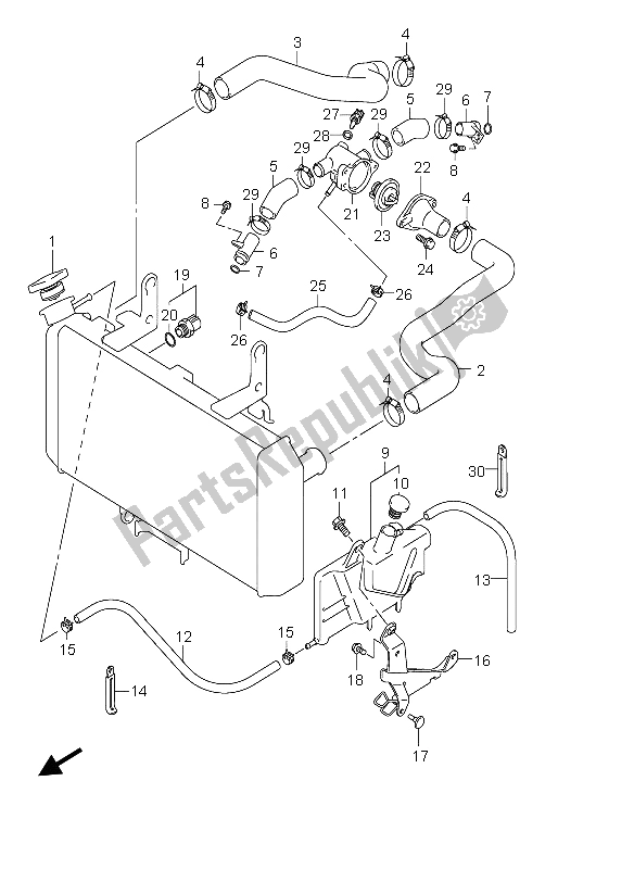 All parts for the Radiator Hose of the Suzuki DL 650 V Strom 2004