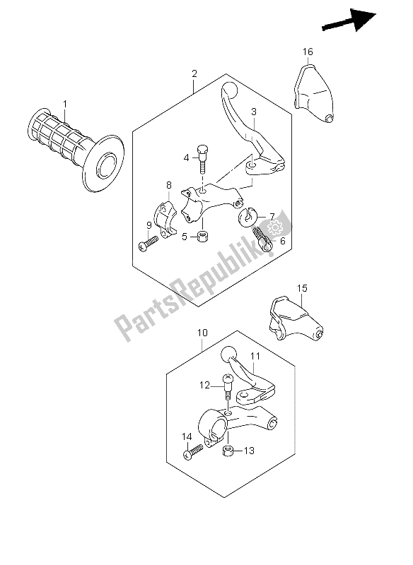 All parts for the Left Handle Lever (dr-z400 E1) of the Suzuki DR Z 400E 2003