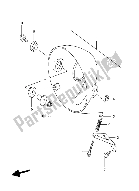 All parts for the Headlamp Housing (with Out Cowling) of the Suzuki GSF 600 NSZ Bandit 2004