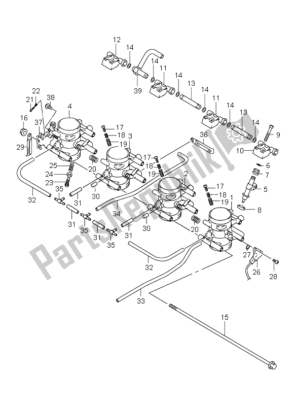 All parts for the Throttle Body of the Suzuki GSX 1300 RZ Hayabusa 2003