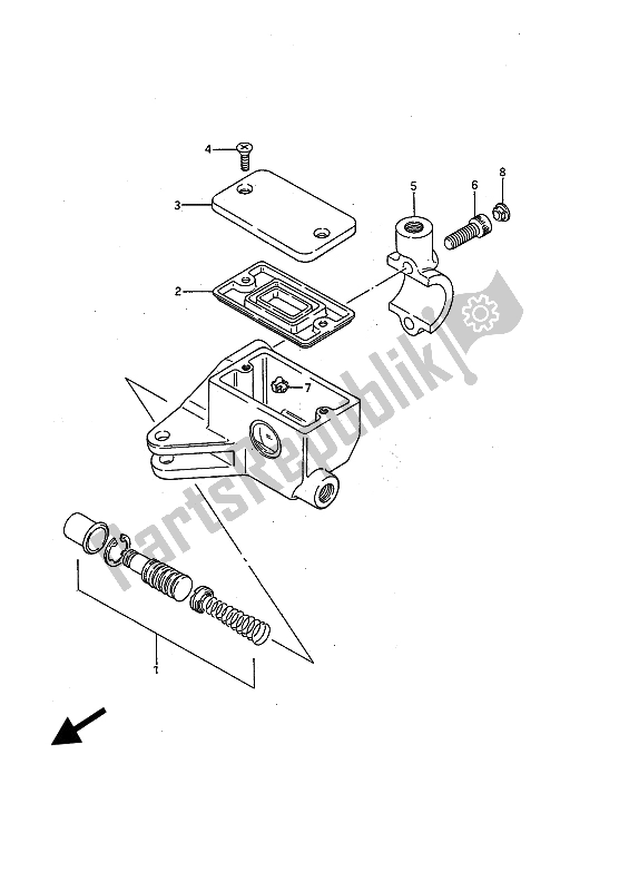 All parts for the Front Master Cylinder (ls650p) of the Suzuki LS 650P Savage 1990