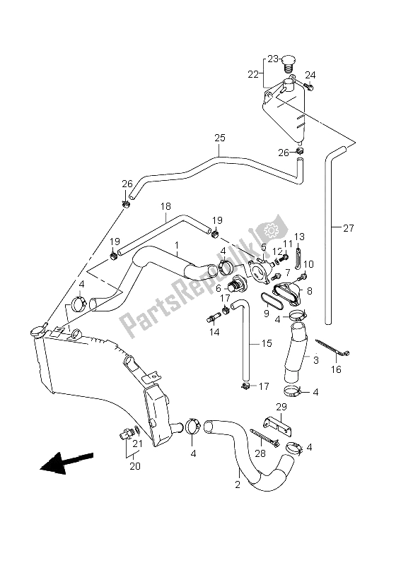 Todas as partes de Mangueira Do Radiador do Suzuki GSX R 1000 2001