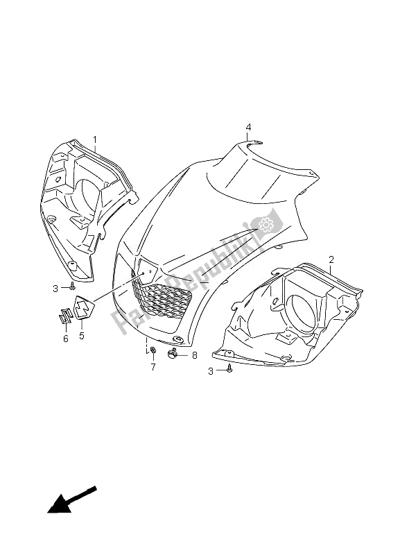 All parts for the Headlamp Housing of the Suzuki LT F 250 Ozark 2010