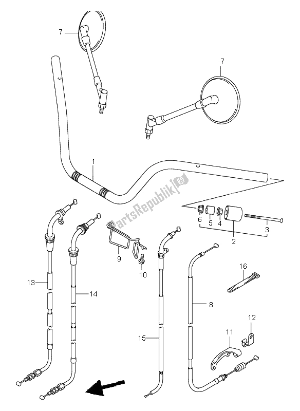 All parts for the Handlebar of the Suzuki VL 250 Intruder 2001