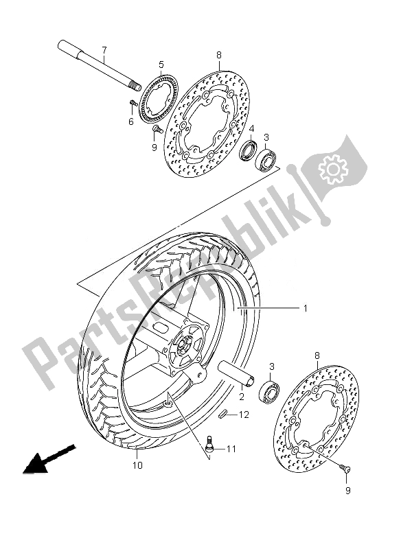 Todas as partes de Roda Dianteira (sv650sa-sua) do Suzuki SV 650 SA 2010