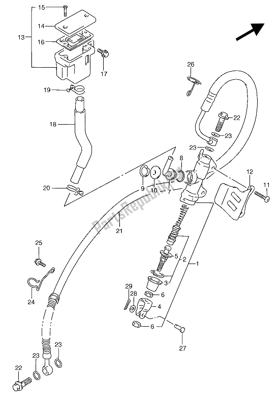 Todas as partes de Cilindro Mestre Traseiro do Suzuki RGV 250 1992