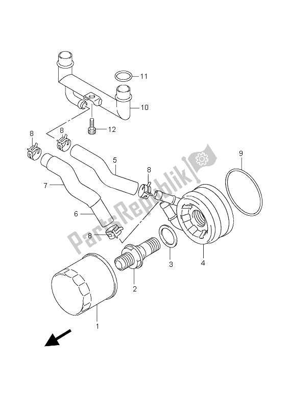 All parts for the Oil Cooler of the Suzuki AN 650A Burgman Executive 2006