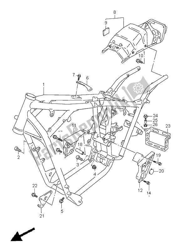 All parts for the Frame of the Suzuki VZ 800 Marauder 2000