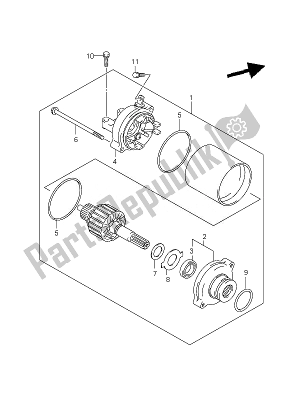 All parts for the Starting Motor of the Suzuki GSX R 1000 2007