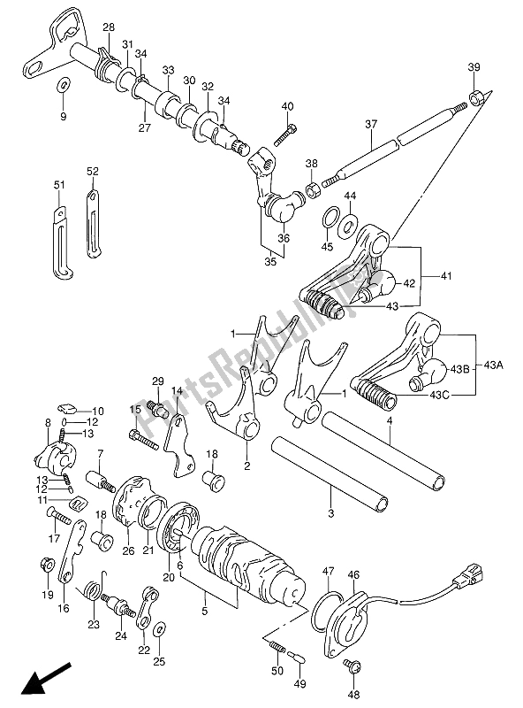 Toutes les pièces pour le Changement De Vitesse du Suzuki RF 600 RU 1993