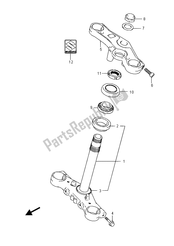 All parts for the Steering Stem of the Suzuki GW 250 Inazuma 2015