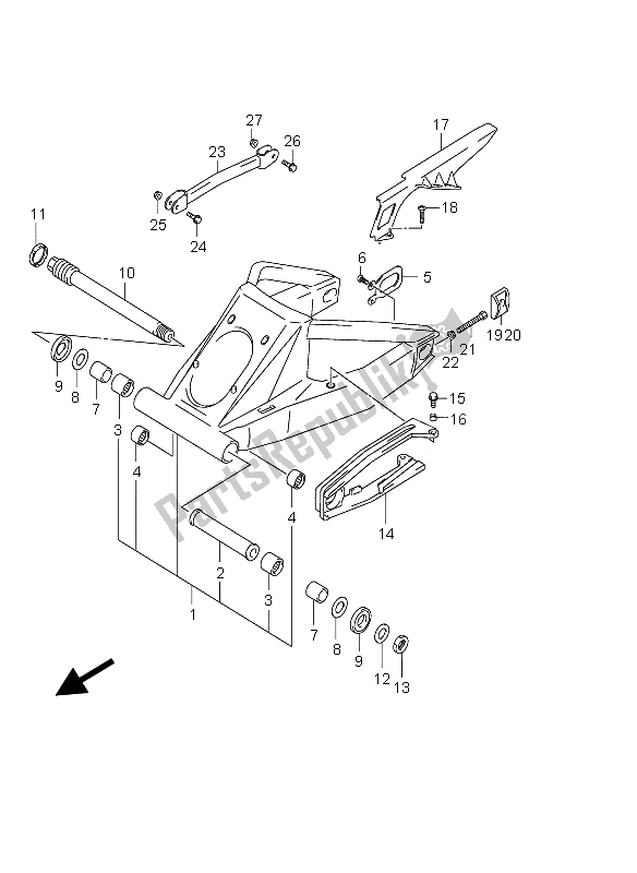 Toutes les pièces pour le Bras Oscillant Arrière du Suzuki GSX 1300R Hayabusa 2005