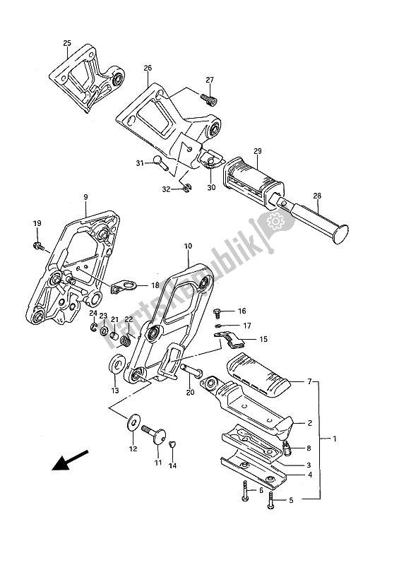 Tutte le parti per il Poggiapiedi del Suzuki GSX 1100F 1989