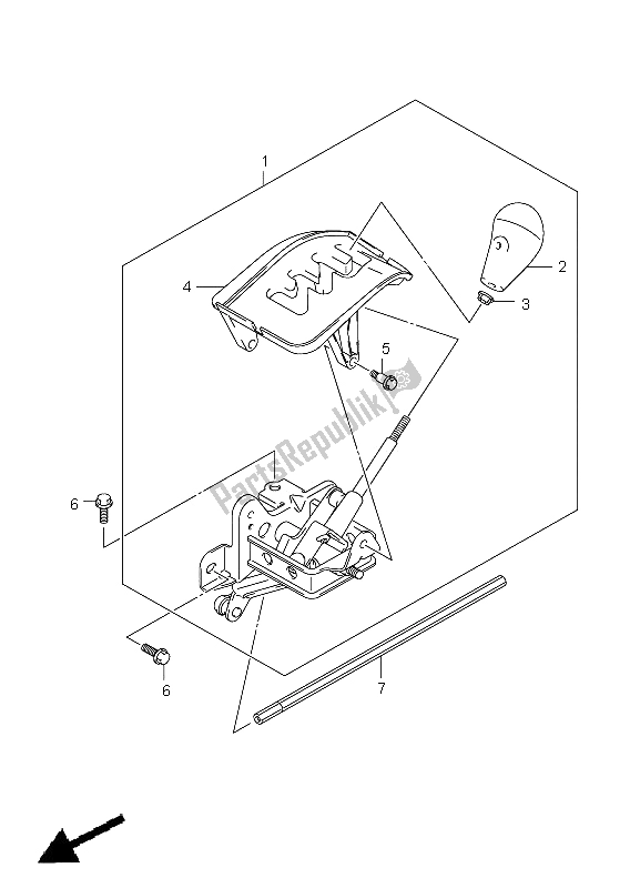 All parts for the Shift Lever of the Suzuki LT A 500 XPZ Kingquad AXI 4X4 2009