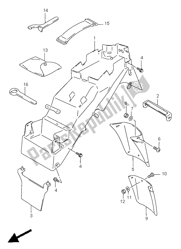 All parts for the Rear Fender (gsf1200-s) of the Suzuki GSF 1200 Nssa Bandit 2000