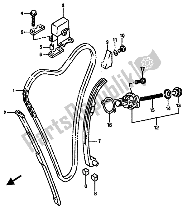 All parts for the Cam Chain of the Suzuki GSX R 750X 1987