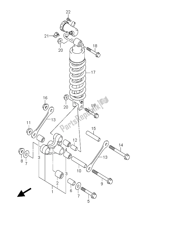 All parts for the Rear Cushion Lever of the Suzuki DL 650 V Strom 2006