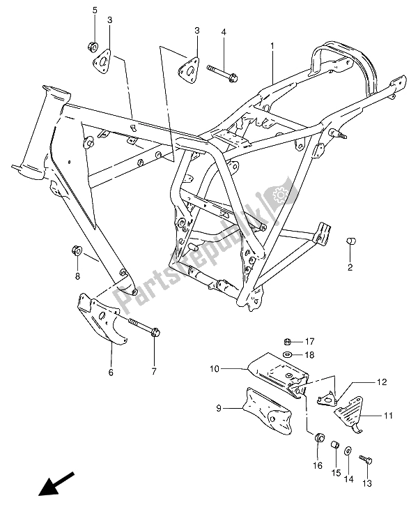 All parts for the Frame of the Suzuki GN 250 1988