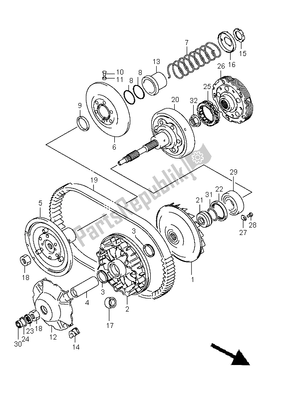 All parts for the Transmission (1) of the Suzuki LT A 400 FZ Kingquad ASI 4X4 2011