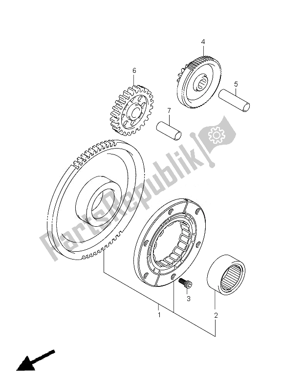 All parts for the Starter Clutch of the Suzuki LT A 500 XPZ Kingquad AXI 4X4 2010