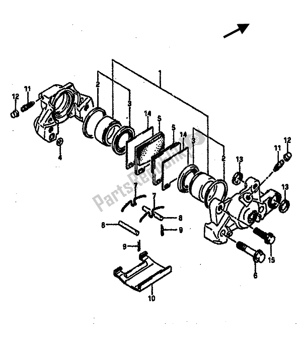 All parts for the Rear Caliper of the Suzuki GSX R 750R 1989