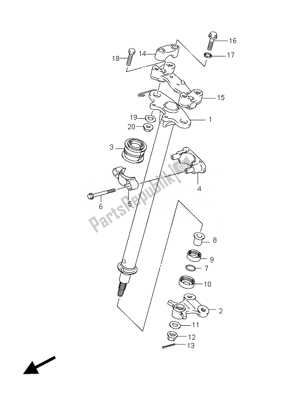 All parts for the Steering Shaft of the Suzuki LT A 450 XZ Kingquad 4X4 2010